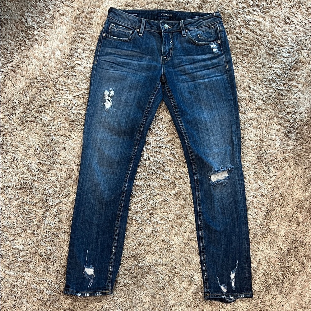 Hudson Jeans Women's Dark Blue Distressed Skinny Jeans